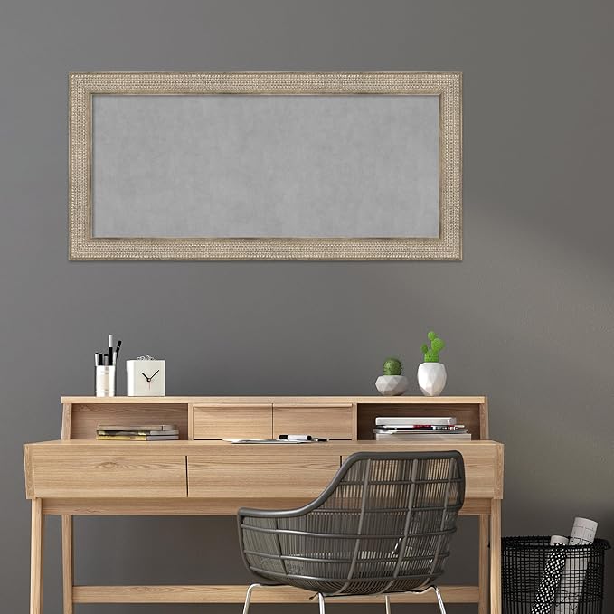 Amanti Art Silver Framed Magnetic Board 26x54 Oversize Vision Board for use with Magnets, 100% Metal Sheet to Display Items as Office Decor or for Home Organization in mudroom, Kitchen or Kids Room