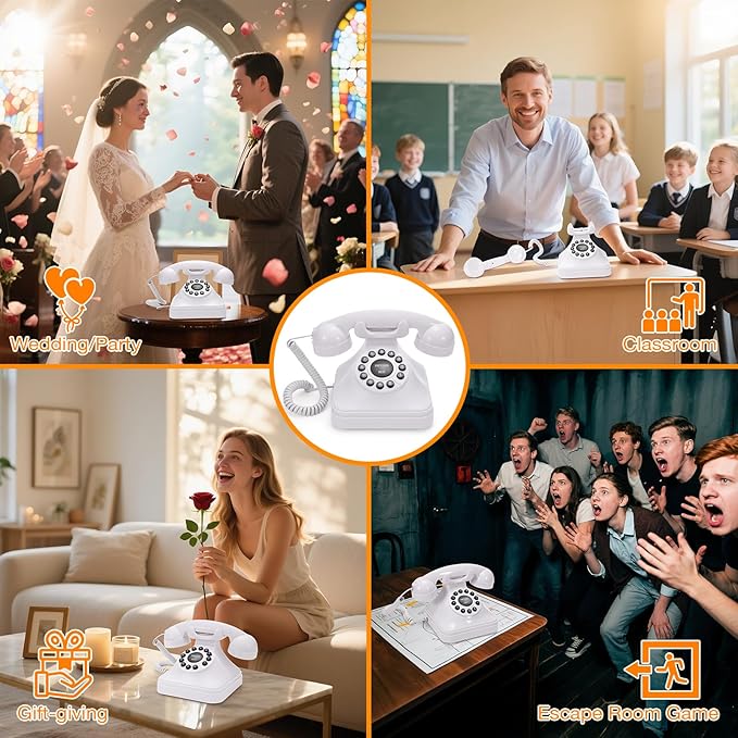 Rotkfst Guest Book Audio Wedding Phone,Record Voice Messages,Retro Guest Book for Wedding or Birthday Party Message Voicemail,Save The Blessings of Your Relatives and Friends（White）