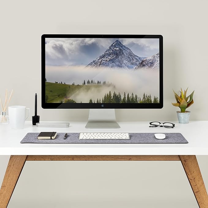 Wolvende Premium Felt Desk Mat | Medium 12" x 36" | Multifunctional Desk Pad for Home Office | Mid Gray