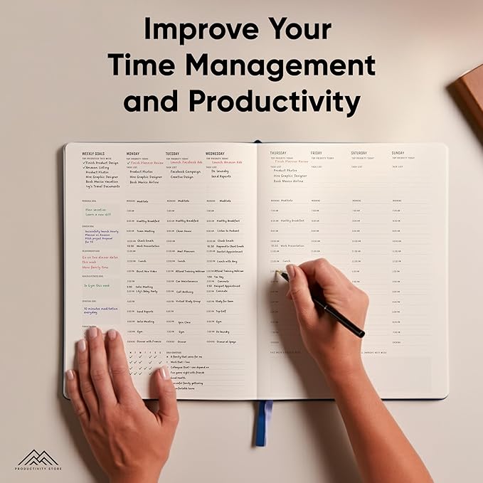 Hourly Planner & Appointment Book (8.5” x 11”) - Premium Hourly Planner with Daily Schedule & 30-Minute Time Slots for Better Time Management by PRODUCTIVITY STORE (A4, Blue)