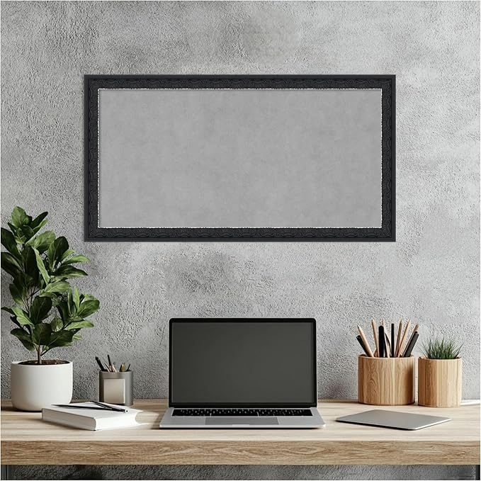 Amanti Art Black Framed Magnetic Board 14x26 Small Vision Board for use with Magnets, 100% Metal Sheet to Display Items as Office Decor or for Home Organization in mudroom, Kitchen or Kids Room