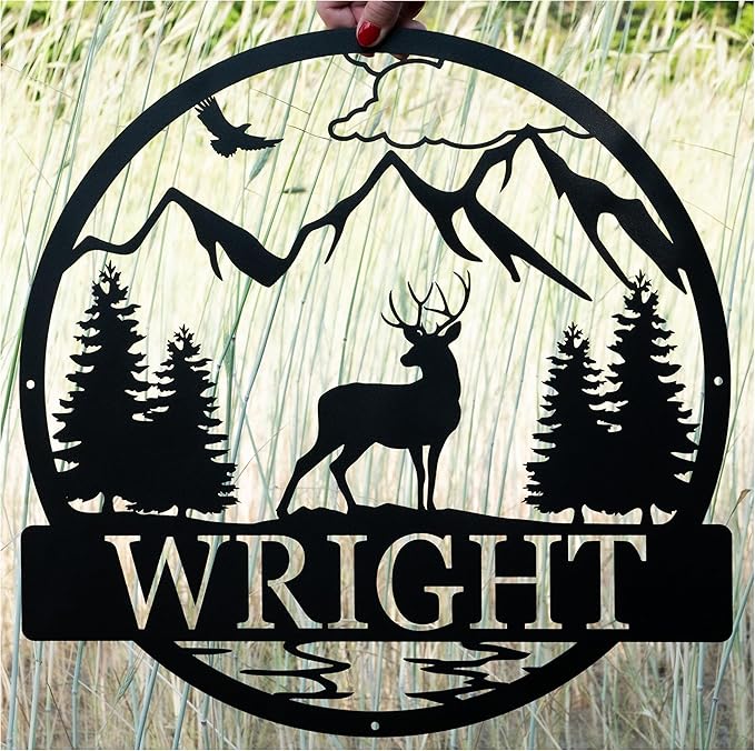 Custom Deer Outdoor Cabin Sign | Mountain Decor | Hunting Gift for Men | Outdoor for Men | Custom Deer Name Sign | Buck Deer Hunter Gift | Deer Name Sign | Fathers Day Gift | Gift for Him | Cabin Sign