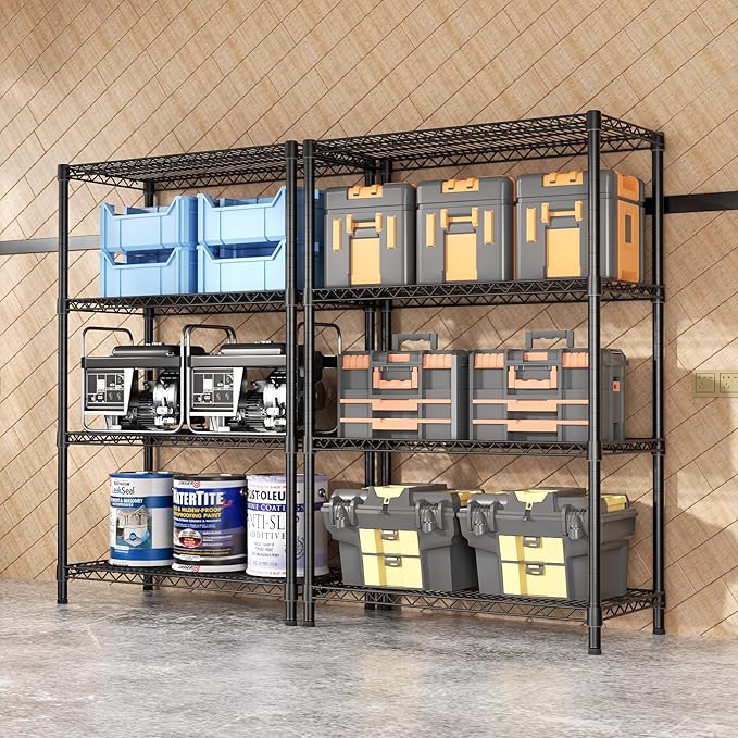 SINGAYE 4 Shelves Wire Storage Shelf 1400LBS Heavy Duty Storage Shelving Unit Metal Organizer Wire Rack Shelving 18" Dx36 Wx59 H Black