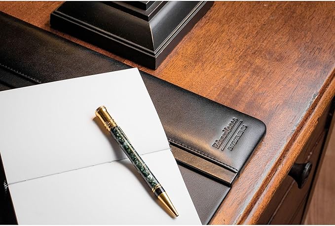 Dacasso Black Leather 22" x 14" Side Rails Desk Pad