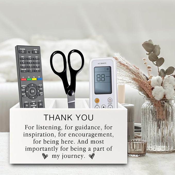 XPH Thank You Pen Pencil Holder Organizer for Desk, Thank You Gifts for Friends Teachers Leaders Boss Mentor, Appreciation Gifts Wooden Box Sign for Home Office Desk Tabletop Decorations