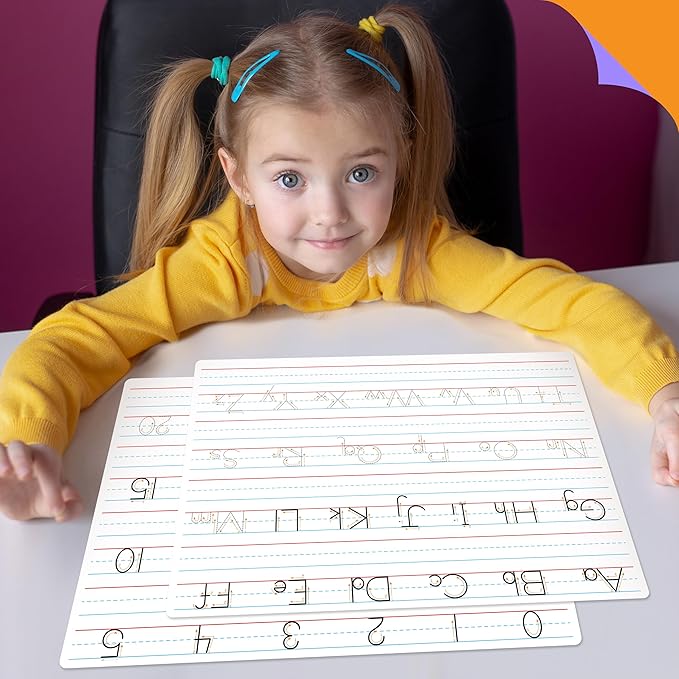 8 Packs Alphabet & Number Whiteboards, Double Sided Dry Erase Board Letters Numbers Tracing Writable and Erasable Handwriting Board for Kids, Students, Classroom and Home (Each Measures 12” x 9”)