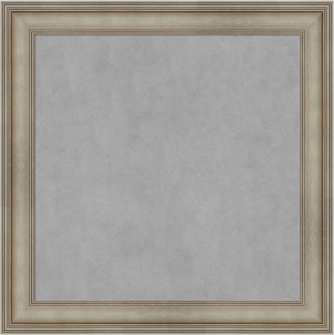 Amanti Art Silver Framed Magnetic Board 29x29 Medium Vision Board for use with Magnets, 100% Metal Sheet to Display Items as Office Decor or for Home Organization in mudroom, Kitchen or Kids Room