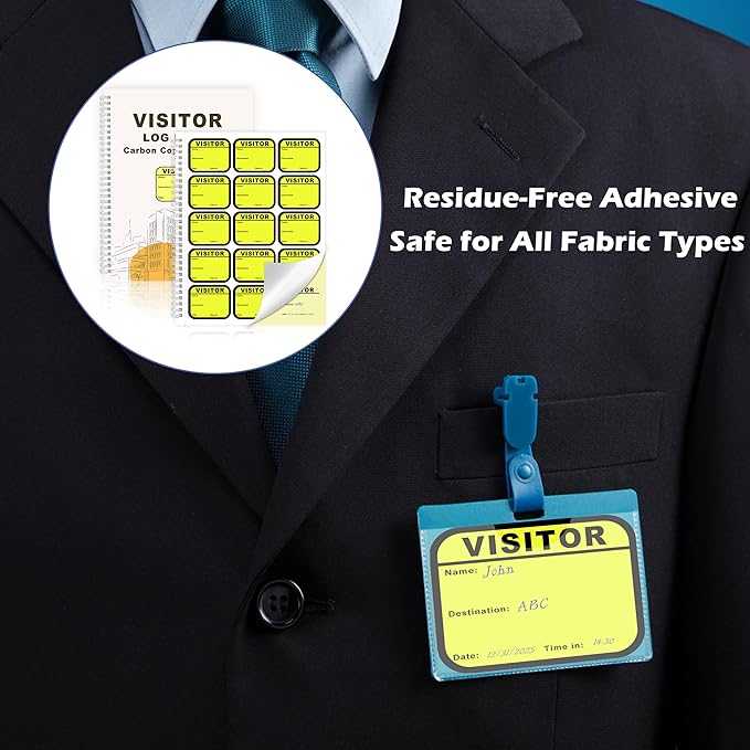 1 Pack of Visitor Badges Registry Log with Carbon Copy Protecting Privacy Pages Visitor Stickers 8.5x11 Inch Visitor Log Book School Church Business Pass Guest Book - 225 Badges 30 Memo Pages (1)
