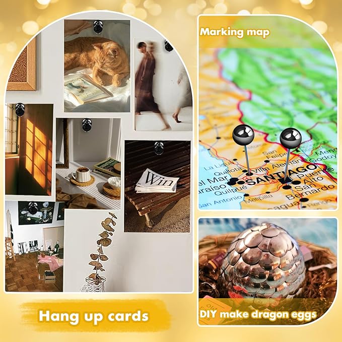 GOOLADA 315Pcs Decorative Push Pins,5 Style Cork Board Pins, Black Metal Push Pins, Push Pin Clips for Bulletin Board, Cute Thumb Tacks, Black Office Supplies for School and Home