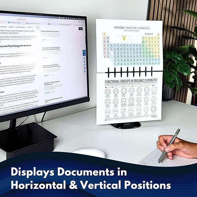 Note Tower Desktop Titan Document Holder for Typing | Compact 2 Page Paper Holder Stand for Desk | Document Stand Holds Copy Paper, Photos & Post Notes | for Fast Typing, Studying & Presenting