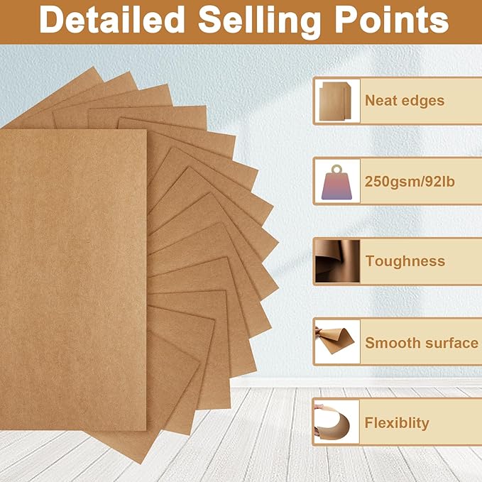 Silunkia 28 Sheets Brown Cardstock 8.5 x 11 Kraft Paper, 92lb Heavyweight paper Card Stock for Greeting Cards, Wrapper, Office Printing, Stationery, Invitations, Certificates