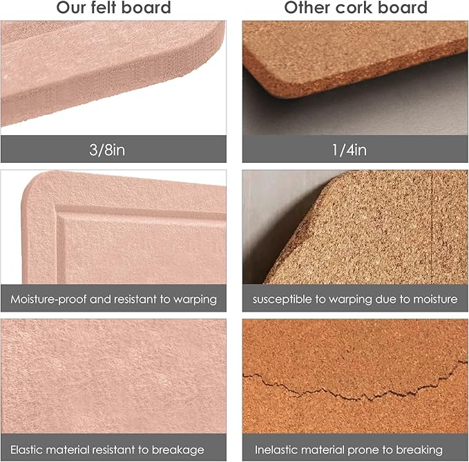 Bulletin Board, 36 x 24 inches Felt Board - Decorative Pin Board, Cork Board Alternative for Wall, 3' x 2' Foldable Self-Adhesive Vision Board Prayer Board with 20 Pushpins - Mauvey Pink