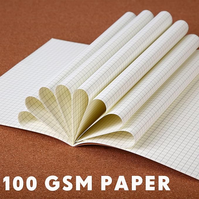 Mimorou 100 Pcs Journals Notebooks Bulk - Kraft Softcover A5 Small Notebooks 5.5 Inch x 8.3 Inch Notepads with 60 Page 30 Sheet for Writing Sketch Travel Office Supplies(Brown,Grid)