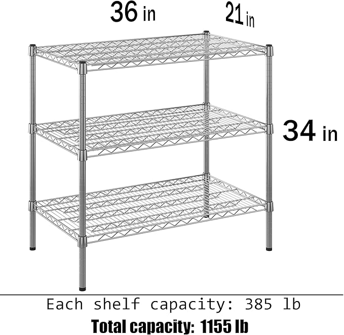 Regal Altair 21" Deep x 36" Wide x 34" Height Wire Shelving Kit | 3-Tier | NSF Commercial Storage Rack Unit