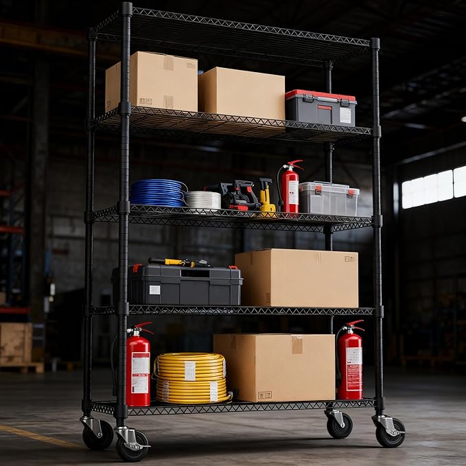 M MZG 5 Tiers Shelf 1750 lbs Steel Storage Shelving Utility Shelving Unit Steel Organizer Wire Rack for Home,Kitchen,Office,Garage Black 17.7" D x 47.2" W x 76.8" H
