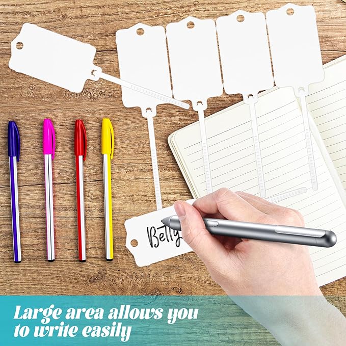 LeonBach 100 PCS Plastic Shipping Tags, 1.46" x 2.48", Waterproof Labels Writable Hanging Tag with Sealing Strap, Shipping Cable Tie Label Tags for Keys Luggage Logistic Inventory Retail (White)