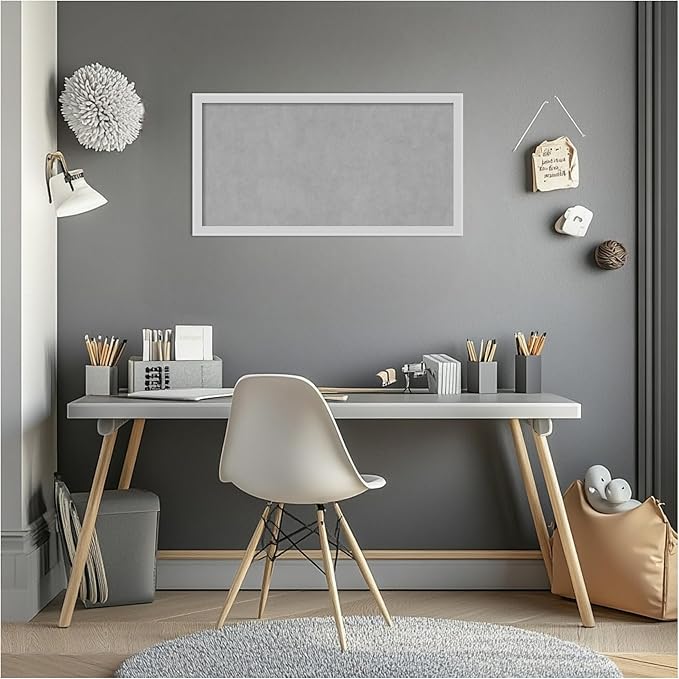 Amanti Art Silver Framed Magnetic Board 13x25 Small Vision Board for use with Magnets, 100% Metal Sheet to Display Items as Office Decor or for Home Organization in mudroom, Kitchen or Kids Room