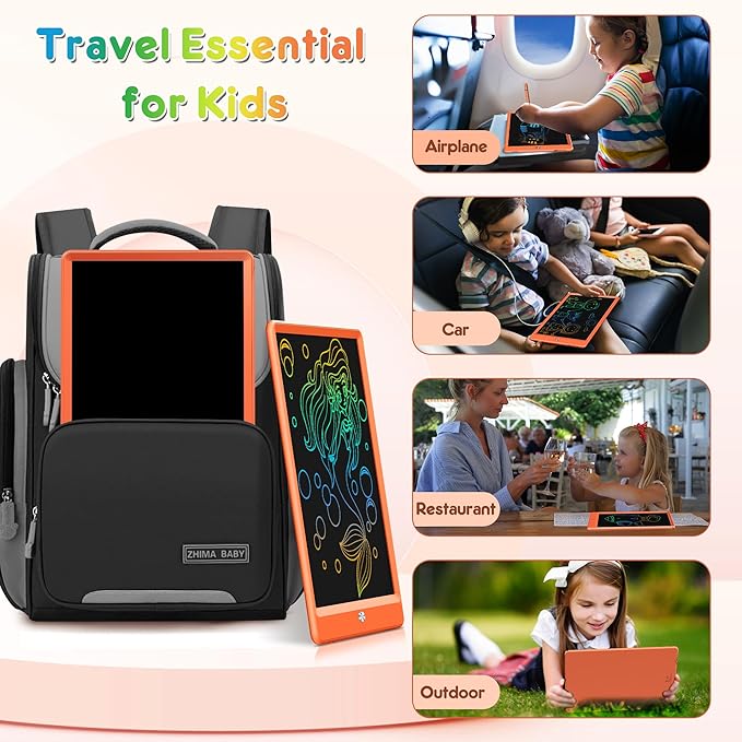 FLUESTON LCD Writing Tablet, Doodle Board Toys Gifts for 3-8 Year Old Girls Boys, 10 Inch Colorful Electronic Board Drawing Pad for Kids, Christmas Gifts for Toddler Educational Learning Travel,Orange
