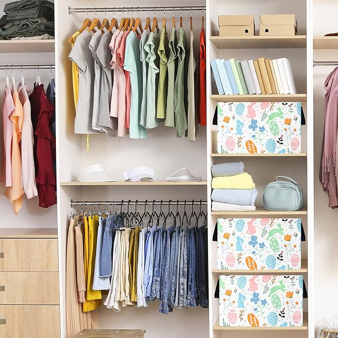 FUULOXE Storage Bin for Shelves Rectangle Closet Baskets Foldable Box with Handles Storage Bins, Storage Boxes for Home Office Car Dormroom