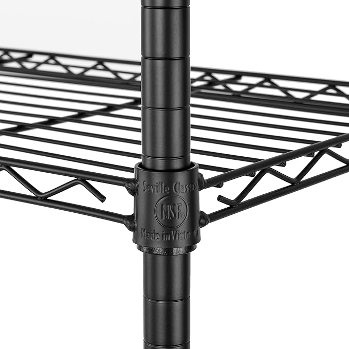 Seville Classics UltraDurable Heavy Duty NSF Solid Steel Wire Rack Storage Unit, Organizer for Garage, Warehouse, Office, Restaurant, Classroom, Kitchen, Black, 5-Tier Shelving, 36" W x 14" D
