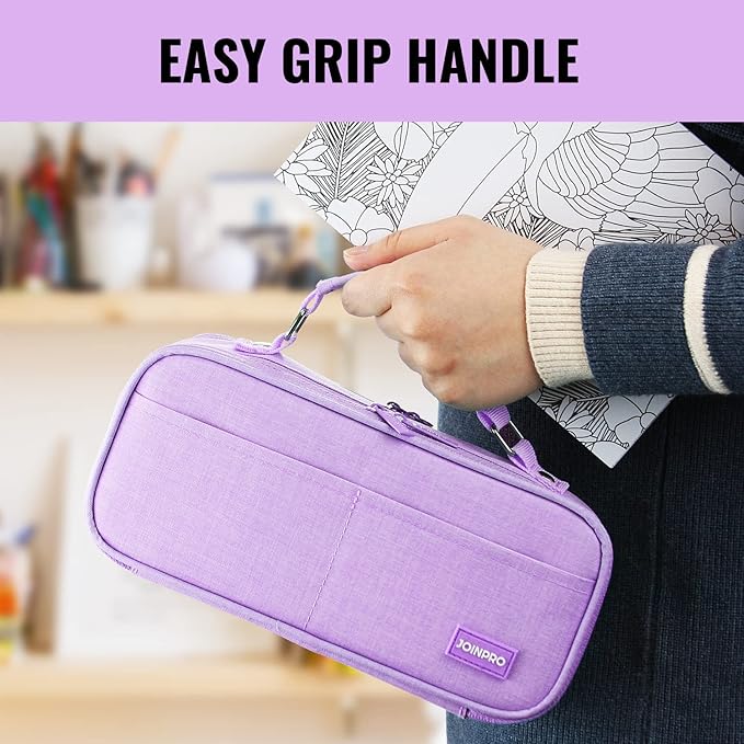 JOINPRO Pencil Case, Large Capacity Pencil Case Organizer; Double Zipper Storage Bag; Big Pencil Pouch for College School Office Teen Girl Boy Men Women Adult