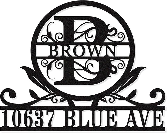 Personalized House Number Monogram Sign, Custom Address Sign with Last Name, House Numbers for Outside, Address Plaques for House，Address Numbers for Houses