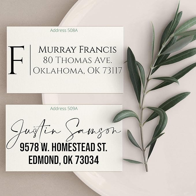 Custom Return Address Stamp - Personalized Self Inking, Wood Handle, or Embosser Seal - 10 Designs - Calligraphy or Modern Script - 4913 - Wedding, Business, Gift