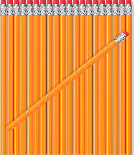TecUnite 600 Pcs HB #2 Unsharpened Pencils bulk with Eraser Wooden Hexagonal No 2 neon Pencils for Adults Gifts Exams Office Sketching Party Favors(Orange)