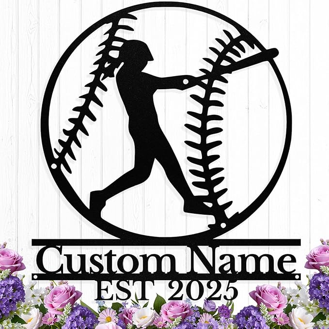 Personalized Softball Metal Sign Custom Name Sign for Softball Player, Girls Room Decor Softball Lover Present, Sports Wall Art Decor, Gift for Girls, Team, Mother, Wife, Daughter