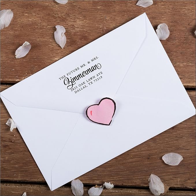 PrettySweetParty Self Inking Return Address Stamp - Custom 4 Line Personalized Address Stamp for Envelopes, Wedding Invitations, Business, Mailing Labels (Harrison)
