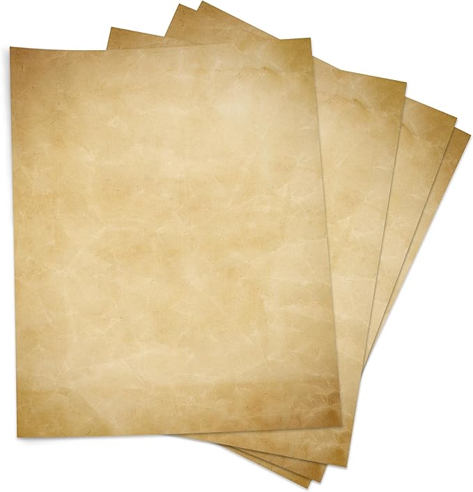 Reskid 50-Pack of Vintage Antique Stationery - 8.5 x 11 in, 70lb Text - Decorative Printer Paper for Invitation, Letter, Resume, Award, Diploma, Art, Craft, Certificate - Printer-Friendly