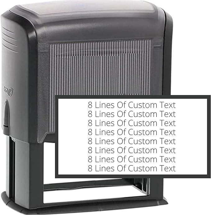 8 Lines Customized Stamp - 20 Font Options - Name Stamp - Return Address Stamp - Wood Handle or Self-Inking (1 1/2" x 3")