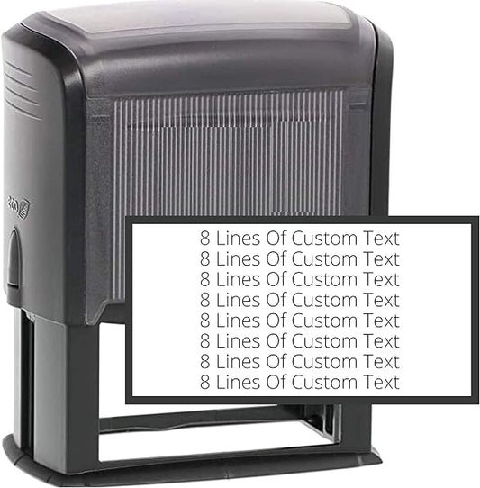 8 Lines Customized Stamp - 20 Font Options - Name Stamp - Return Address Stamp - Wood Handle or Self-Inking (1 1/2" x 3")