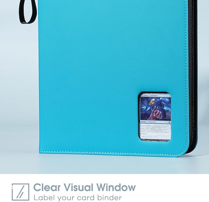ProCase 900 Pockets Card Binder with Clear Window for Trading Cards, 9 Double Sided Pockets Cards Colletction Album Holder with Removable Sleeves for MTG, TCG, Sports Cards, Football Cards -Lightblue