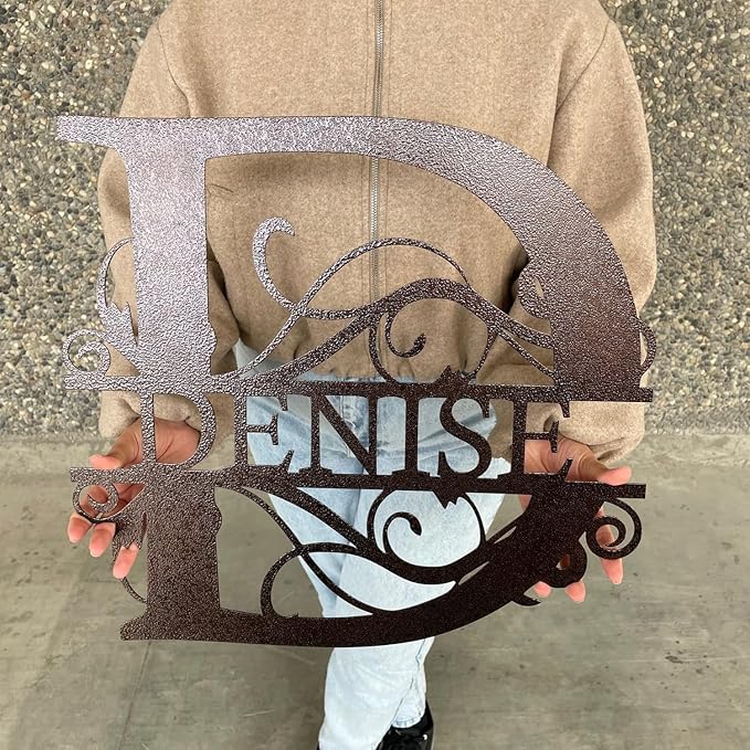 DecoSoul Personalized Metal Name Signs, Split Letter Monogram Wall Art Decor, Durable Steel Family Last Name Decor, Custom Signs Indoor or Outdoor, Personalized Wedding Gifts, Housewarming Gift