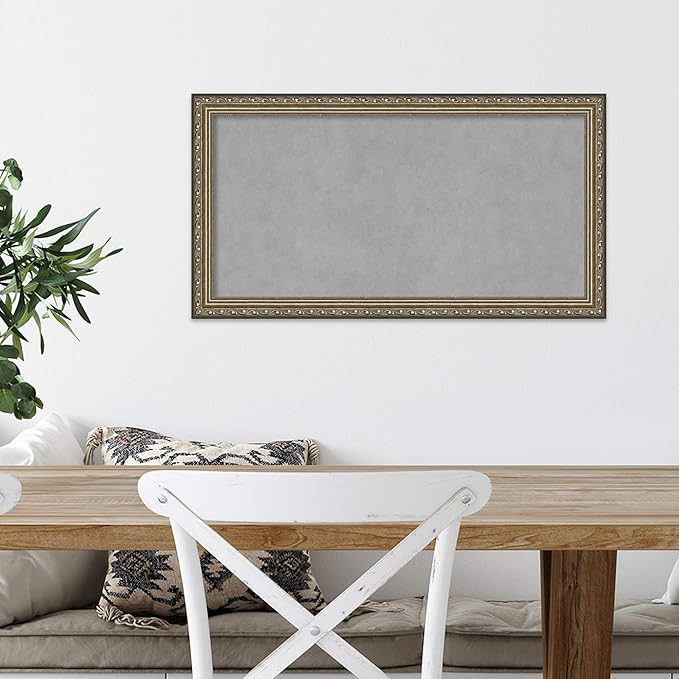 Amanti Art Silver Framed Magnetic Board 14x26 Small Vision Board for use with Magnets, 100% Metal Sheet to Display Items as Office Decor or for Home Organization in mudroom, Kitchen or Kids Room