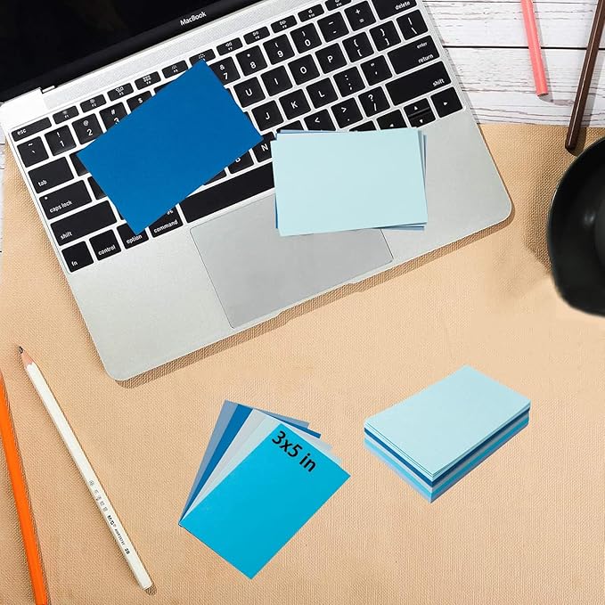 50 Sheets Small Colored Cardstock Paper 5 Colors, 250 GSM Heavy Card Stock for DIY Art Projects, Cards (Blue, 3x5)