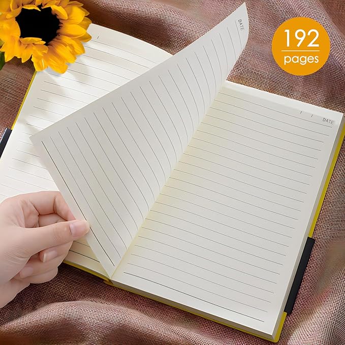 ipoul Sunflower Journal, Yellow Notebook, Softcover Notebook, College Ruled Notebook, Lined Journal, A5, 6"x8", PU Leather Soft Cover, Writing Journal, Sunflower Gifts for Women, Beautiful Journal