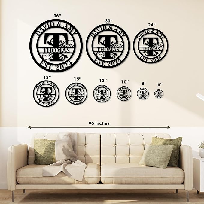Custom Metal Signs | Personalized Monogram Name Sign | Outdoor Wall Art for Family Name | Custom Name Metal Sign, Last Name, Anniversary, Wedding Gifts for Women, Wife, Parents, couple (Design 11)