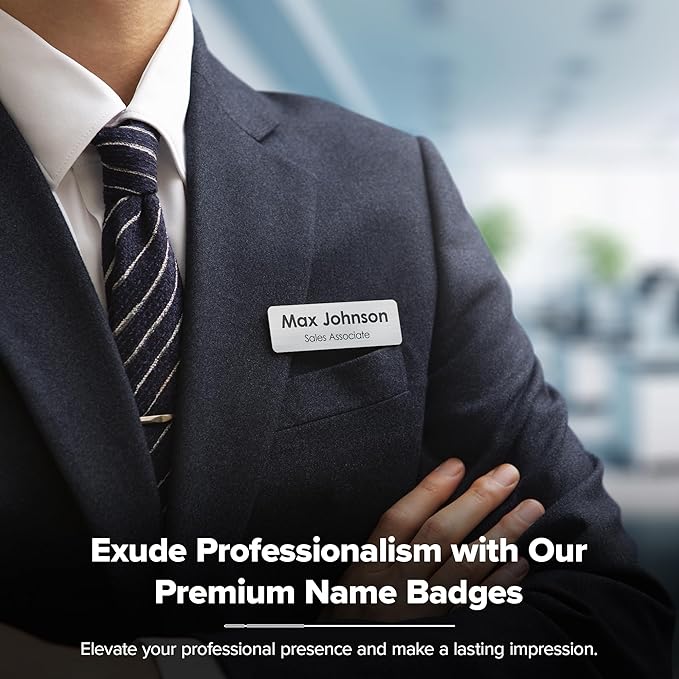 Custom Engraved Name Tags, Magnetic Brushed Aluminum Name Tags, Personalized Name Tags, 1x3 Inches, Durable Engravable Impact Material, Made in The USA by My Sign Center