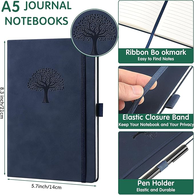 Qeeenar 24 Pack Leather Notebook Journals Bulk 5.7" x 8.3" Harder Cover A5 Journals for Writing Men Women Leather Travel Notebooks Daily Gifts for Office School (Multicolored)