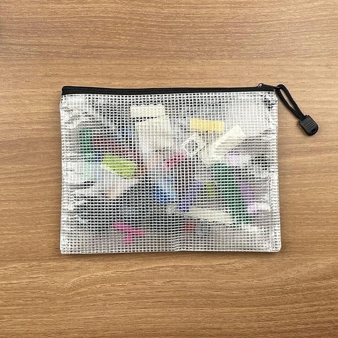 Oaimyy-18PCS-12 x 16 Inches-Mesh Zipper Pouch, Plastic Zip File Folders Puzzle Bags for Organizing,for Office Supplies,Travel,Home Storage-Multicolor, 12"x 16"