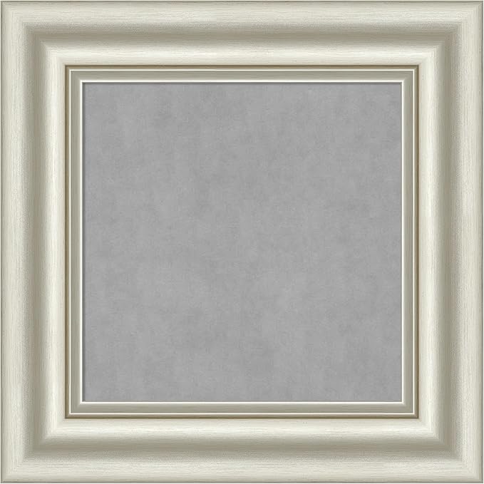 Amanti Art Silver Framed Magnetic Board 18x18 X-Small Vision Board for use with Magnets, 100% Metal Sheet to Display Items as Office Decor or for Home Organization in mudroom, Kitchen or Kids Room