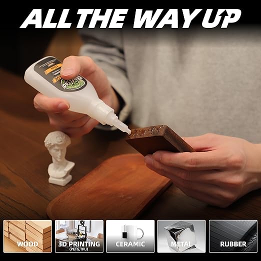 Thick Super CA Glue Kit 2.3 oz, Heavy Duty Clear Superglue Repair Wood Metal Plastic Shoe Ceramic Leather, Strength Instant Cyanoacrylate Adhesive for Woodworking Large Gap Crafts Archery Fletching