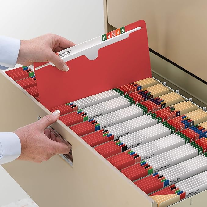 Smead File Jacket, Reinforced Straight-Cut Tab, Flat-No Expansion, Letter Size, Red, 100 per Box (75509)