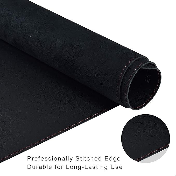 ZORESYN XL Large Desk Pad (47.2" x 15.8") - PU Leather Office Desk Mat for Keyboard and Mouse - Waterproof Surface with Nonslip Base - Black Extended Mouse Pad for Home & Office