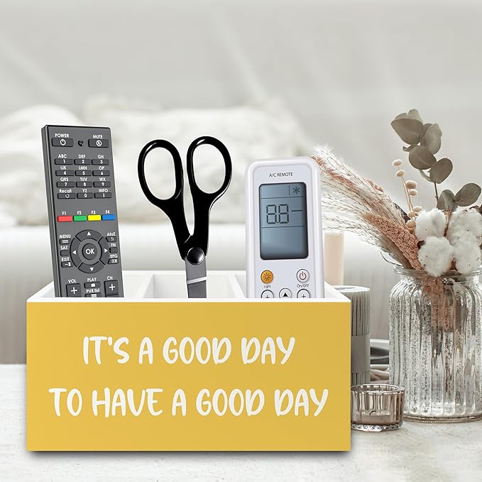 XPH Inspirational Pen Pencil Holder Organizer for Desk, Inspirational Gifts for Women, It's a Good Day to Have a Good Day Motivational Wooden Box Sign for Home Office Desk Tabletop Decorations