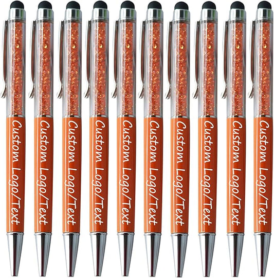 Yucold Customized Pens with Name/Logo - Touch Screen Stylus Ballpoint Pen, Perfect for Weddings, Business & Personalized Gifts (Orange,20)