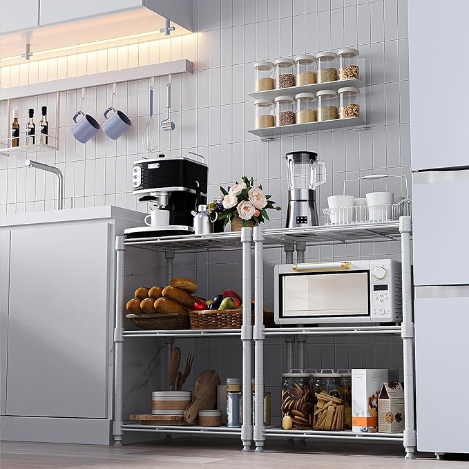 M MZG 450 lbs Wire Storage Shelving 3-Tier Utility Shelving Unit Steel Organizer Wire Rack for Home,Kitchen,Office,White (11.8" D x 17.7" W x 26.4" H)