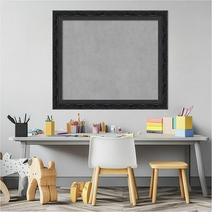 Amanti Art Black Framed Magnetic Board 24x28 Medium Vision Board for use with Magnets, 100% Metal Sheet to Display Items as Office Decor or for Home Organization in mudroom, Kitchen or Kids Room